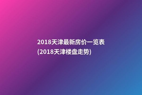 2018天津最新房价一览表(2018天津楼盘走势)